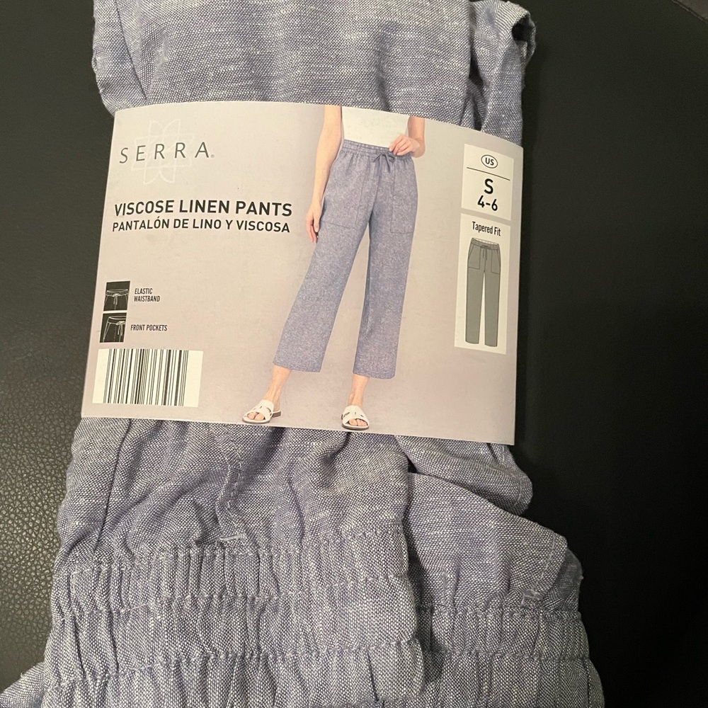 Serra Women's Viscose Linen Cropped Pants - Light Blue